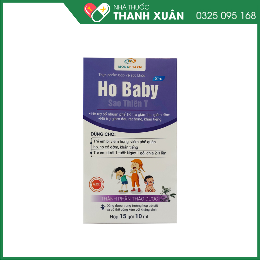 Ho Baby Sao Thiên Y giúp hỗ trợ bổ phế, hỗ trợ giảm ho, giảm đờm, giảm đau rát họng, khàn tiếng